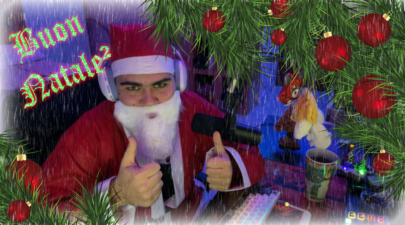 Natale in versione Babbo Natale con cuffie e microfono